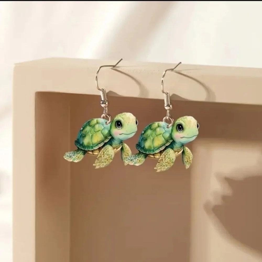 Ocean Sea Life Animal Turtle Womens‎ Adorable Dangle Drop Acryclic Earrings